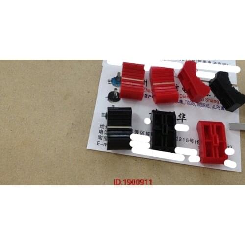 5pcs/lot Mixer fader straight hats potentiometer knob black red hole 4MM wide version