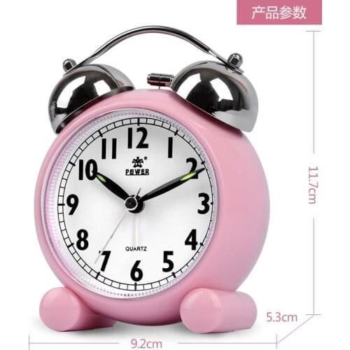 Cute Minimalist Fashion Pink Metal Alarm Clock Creative Modern Silent Alarm Clock Student Bedroom Mini Travel Alarm Clock MM60NZ