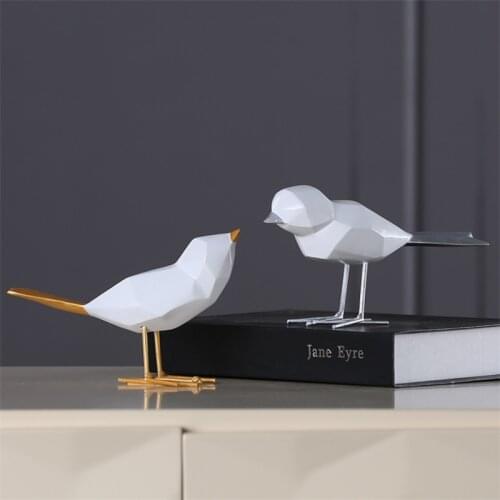 Nordic Style Minimalist Resin Bird Figurine Home Furnishings Animal Crafts Geometric Origami Statue Office Desktop Decor Gifts