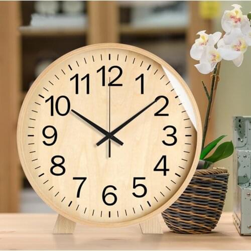 Fashion Wood Table Clock Home Decoration Living Room Dining Room Wooden Desk Clock Desktop Silent Table Watch One AA Battery