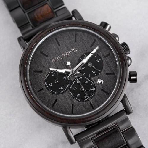 Часы мужские Top Watch Men BOBO BIRD Wooden Wristwatch Luxury Fashion Auto Date Quartz Watches Luminous Hands Christmas Gift Box