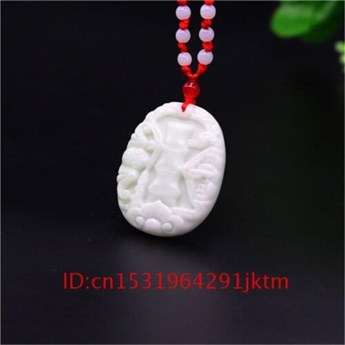 For Men Chinese Hand-Carved Fashion Women Amulet White Natural Gifts Jewelry Necklace Charm Accessories Jade Bamboo Pendant