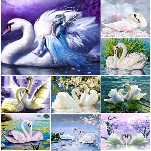 DIY 5D Diamond Painting Full Square Swans Animals Cross Stitch Kit Diamond Embroidery Mosaic Picture of Rhinestones Decor Gift