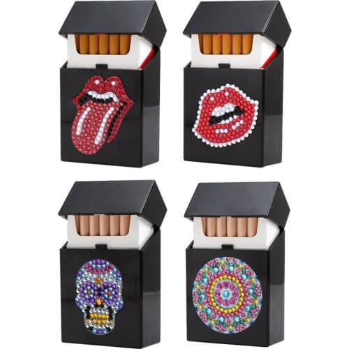 Lips Skull Diamond Painting Cigarette Holder Case Handmade Kit Art DIY Mosaic Rhinestone Organizer Containers Crafts Gift