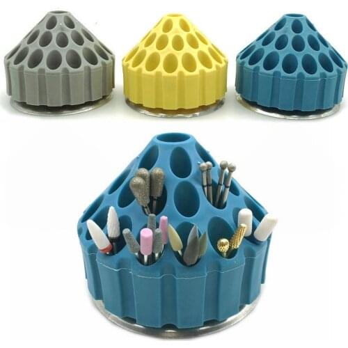 New 3 Color Dental Clinic Plastic Bur Holder Block Case 35 Holes 360 degree Rotating Storage Box 1 pc