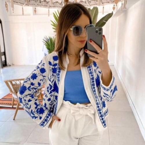 New Arrivals Women Cardigan Shirts Vintage Embroidered Tops Streetwear Shirts Cotton Loose Mujer Sun Protection Blouses