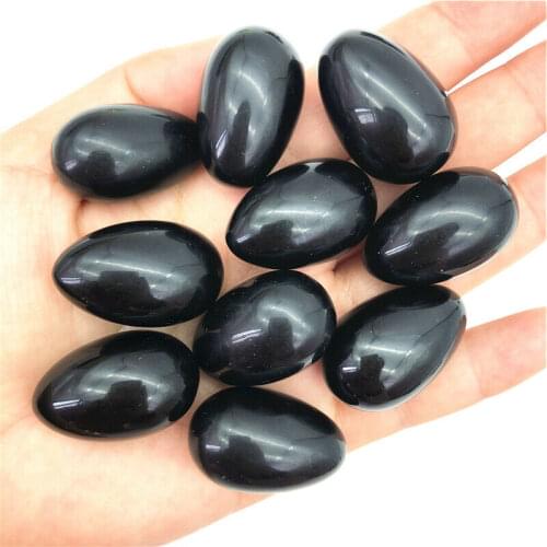 Wholesale 1pc Natural Black Obsidian Egg Shaped Crystal Stone Massage Chakra Healing Reiki Natural Quartz Crystals