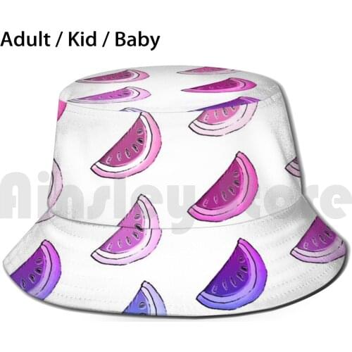 Multicolored Watermelon Designer Pattern Bucket Hat Adult kid baby Beach Sun Hats Watermelon Fruit Food Fresh Designer