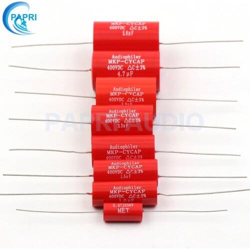 PAPRI 10PCS Audiophiler Axial MKP Audio Grade Capacitor 0.47-25UF 400VDC For HIFI DIY Frequency Capacitance Guitar Amplifier