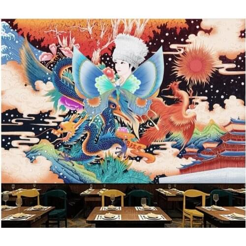 Custom photo 3d wallpaper Chinese retro dragon and phoenix background wall Home decor 3d wall murals wallpaper for living room