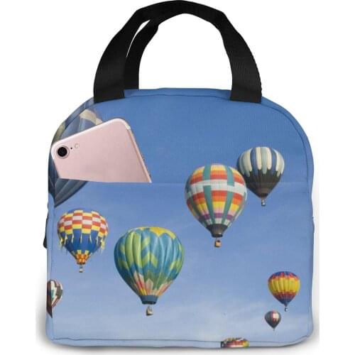 Portable Lunch Bag Hot Air Balloons (3) Thermal Insulated Lunch Box Tote Cooler Bag Bento Pouch Lunch Container Food Storage Bag