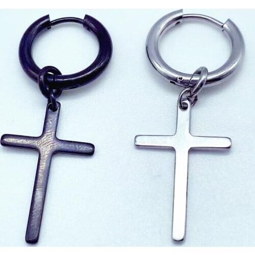 1PC Punk Simple Crosss Dangle Earrings Fashion Men Women Stainless Steel Earrings Trend Men Women Street Hip Hop Party Jewelry