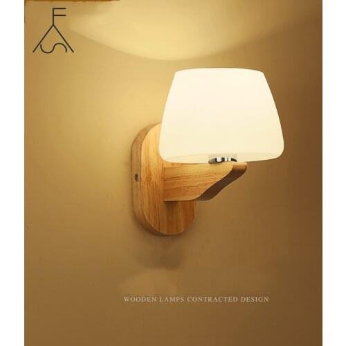 LED Sconce Simple Modern Wooden Wall Lamp for Bedroom Study Living Room Japanese Style Wall Light Solid Wood Lamps Room Led
