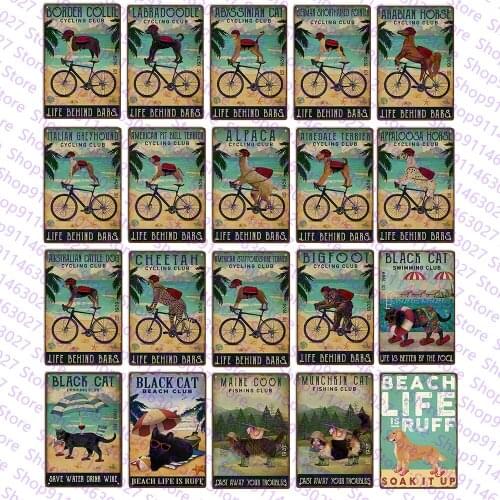 Cycling Sign Life Behind Bars Metal Sign Retro Tin Sign Garage Family Bar Door Wall Decorator Shabby Chic Home Decor