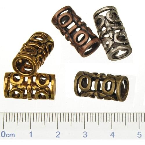 Vintage beads charms diy bracelets crafts tube hollow large hole customize antique silver metal jewelry findings 10*18mm 20pcs