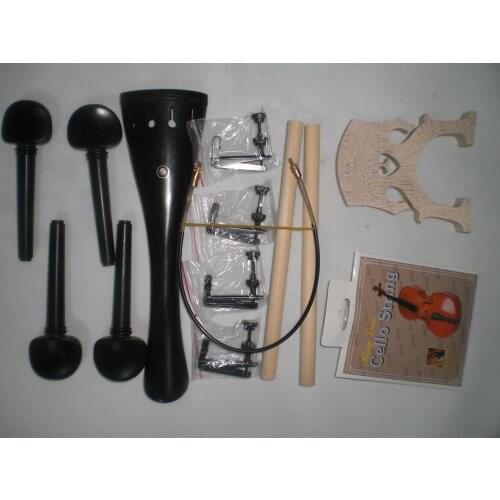 1 Set Quality Cello Parts 4/4 with Tail gut Fine tuner String sound post rose wood ebony parts