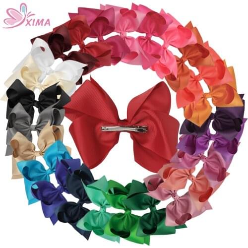 XIMA 1PC Retail 8''Hot Sale Fashion Large Bows with Clip Girls Hair Ribbon Bows Hair Accessories for Women 25 Colors