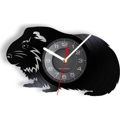 Guinea Pig Funny Hamster Vinyl Record Wall Clock Piggie Pet Nursery Decor Shadow Laser Etched Art Wall Clock Animal Lovers Gift