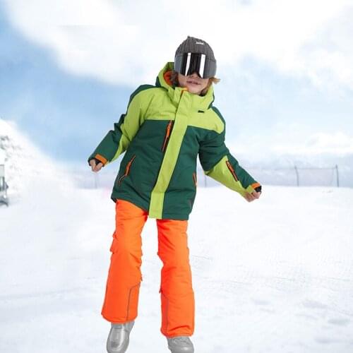 Winter Children Ski Suit Boys Outdoor Snowboard Jacket Windproof Waterproof Overalls Ski Set Warm Jacket