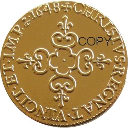 France 1646 1648 Louis XIV - Ecu d Gold Plated Coins