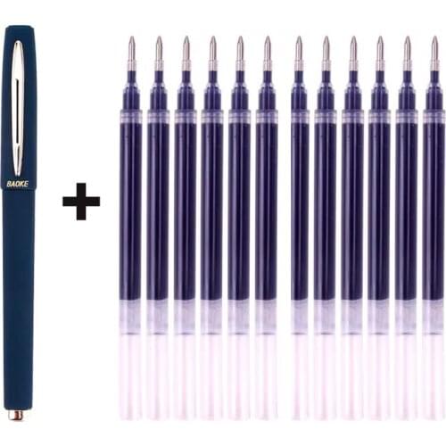1 Pen with 12 Refills Gel Pens Set Refillable 0.5mm Rolling Ball Point Antibacterial Pens Black Blue Red Ink Office Supplies