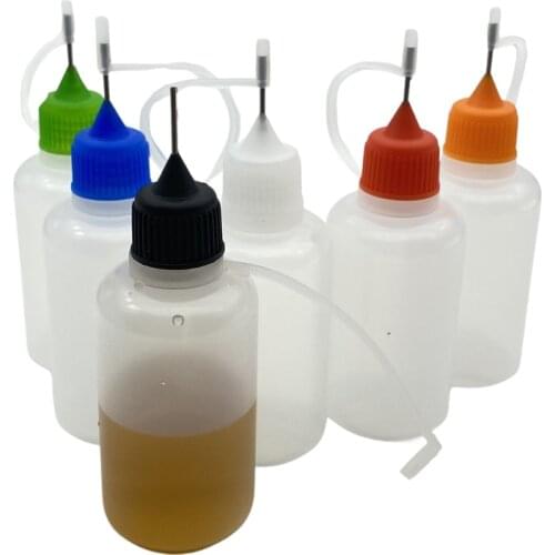 1pcs 30ml PE Empty Soft Plastic Dropper Bottles With Metal Needle Colorful Cap E liquid Vial Free Shipping