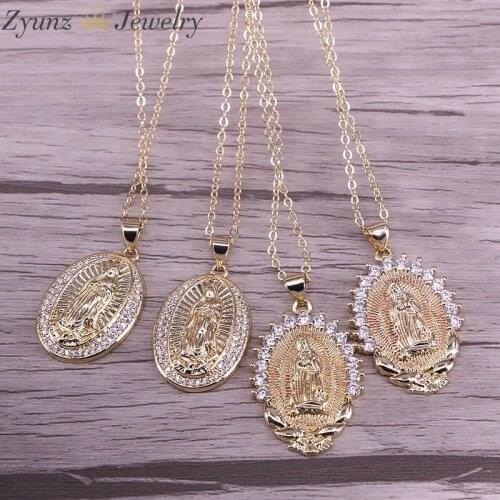 10PCS, 18*24MM, Gold Color Cubic Zirconia Pendant Charm CZ Micro pave jesus pendant necklace Statement Jewelry