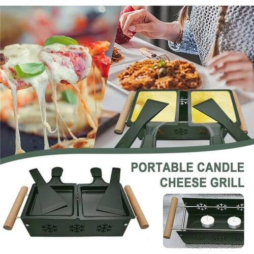 2PCS Non-Stick Metal Cheese Raclette Candle Slow Roast Cheese Ham Bread Grill Picnic Household Kitchen Supplies Baking Tool J60