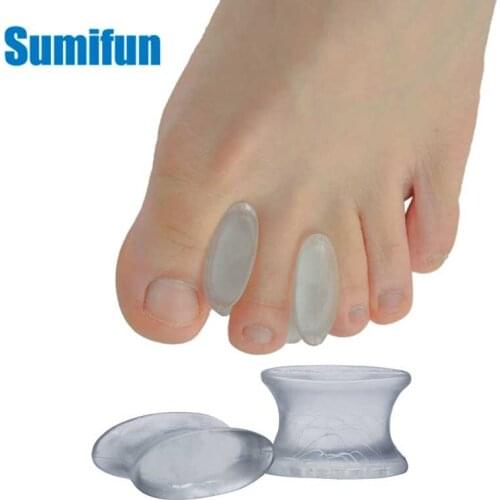 2Pcs Silicone Gel Toe Separator Straightener Relief Hallux Valgus Pain Friction Pressure Feet Care Velvet Smooth Massager C137