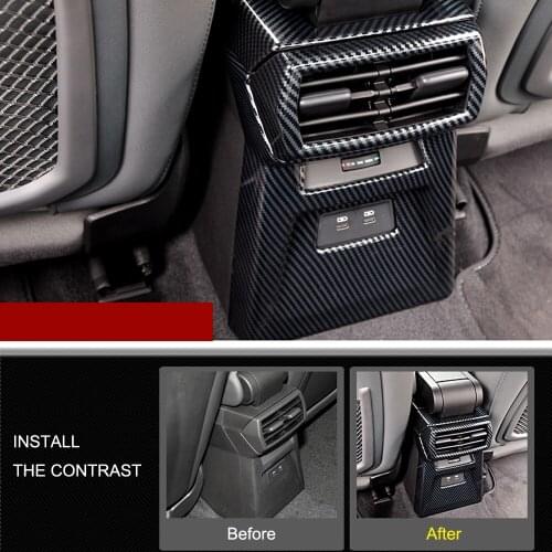 3PCS Carbon Fiber Printed Interior Rear Air Vent Outlet Cover Trim for Audi A3 8Y 2020 2021 2022 Accessories