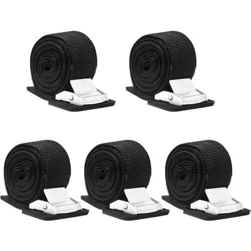 5pcs Kayak Boat Tie Down Strap Strong Ratchet Heavy Duty Cam Buckle Lashing Car Black Trailer Luggage Cargo Tensioning Belts