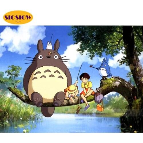 5D DIY Diamond Painting Apanese Anime My Neighbor Totoro Figure Full Drill Square 3D Daimond Embroidery Cross Stitch Decor Home