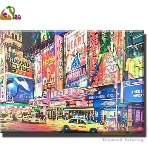 Broadway,NYC Landscape Diamond Embroidery 5d Diamond Painting Full Square Round Rhinestones Picture Diamond Mosaic Home Decor