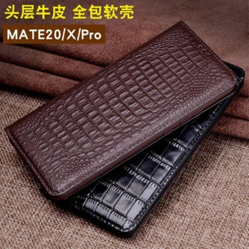 For Huawei Mate 20 Case Genuine Leather Phone Cover for Huawei Mate 20 Pro Flip Cases Mate 20X Tempered Glass Screen Protector
