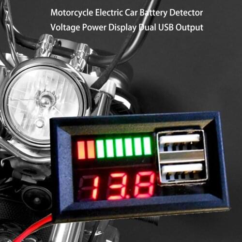 Motorcycle Electric Car Mini LCD Digital Battery Detector Voltage Power Display Dual USB Output Battery Indicator