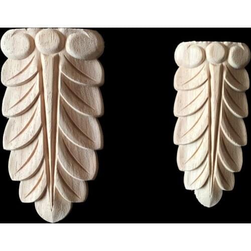 Wood Carved Decal Corner Onlay Appliques Vintage Unpainted Decorate Cabinets Table Furniture Decorative Wooden Craft