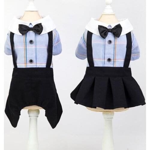 Dog Clothes Summer Cotton Dress Hoodies dog pet Jumpsuit Cat Clothing For Dog Puppy Yellow 2 color