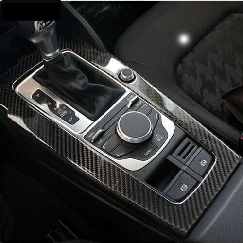 HOT Carbon fiber Console Gear Shift Panel Decoration Cover Trim For Audi A3 8V 2012-17 Water Cup holder Decal Interior