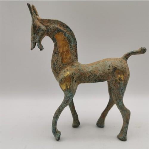 Chinese junk collection antique bronze gilt Han Dynasty horse home decoration