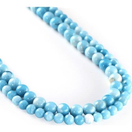 Larimar Quartz Gemstone Sky Blue Round Loose Beads 15 inch Full Strand