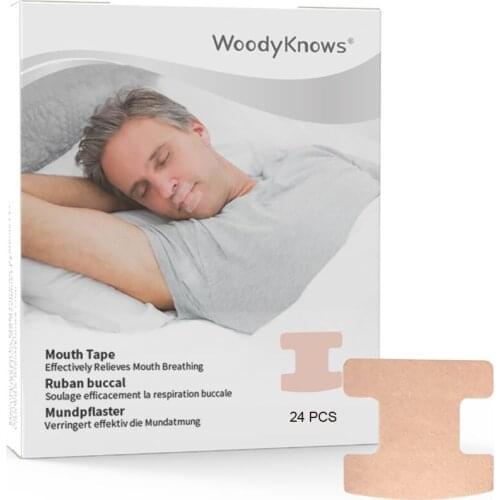 WoodyKnows Mouth Tape for Nasal Breathing, Anti Snoring Mouth Strips, Stop Mouth Breathing, 24 Pack