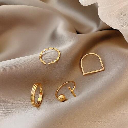 Minimalism Gold Color Round Geometric Finger Rings Set for Women Classic Circle Open Ring Hiphop Joint Ring Female Jewelry Gifts