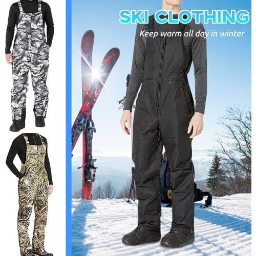 Mens Solid Color Pocket Jumpsuit Suspenders Trousers Ski Pants Windproof Waterproof Warm Winter Brands Snow Snowboard Trousers