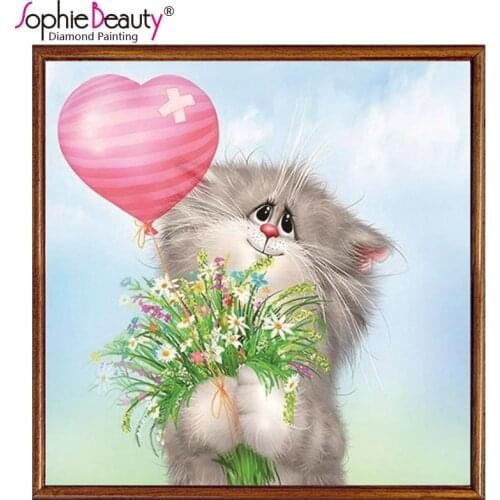 Sophie Beauty Diy Diamond Painting Cross Stitch Full Round Handcraft Courtship Cat Bouquet Love Balloon Needlework Mosaic Crafts