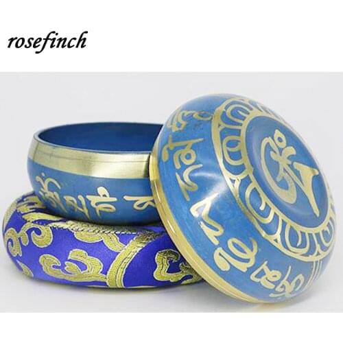 3.7 Inches Metal Tibetan Singing Bowl Set Yoga Bowl Set with Stick and Cushion Singing Bowl Meditation Musical Instrument YB02