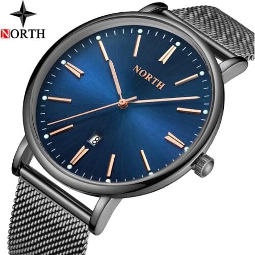 NORTH Luxury Brand Men Fashion Business Watches Simple Mesh Belt Quartz Watch Men Sport Waterproof Wristatches Relogio Masculino