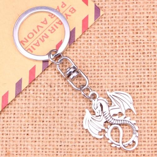 New Fashion Keychain 34*26 mm dragon loong Pendants DIY Men Jewelry Car Key Chain Ring Holder Souvenir For Gift