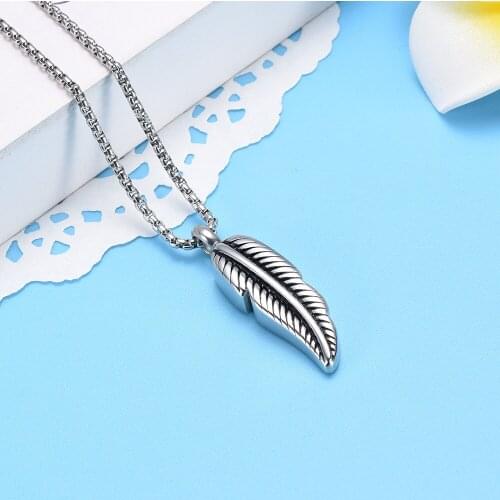 The Feather Cremation Urn Necklace for Ashes Jewelry Stainless Steel Pat Memorial Pendant - MEMORY HOUSE