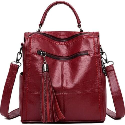 Luxury Backpack Women Leather Female Tassel Travel Shoulder Bags Backpacks High Quality School Bags for Teenage Girls Mochilas