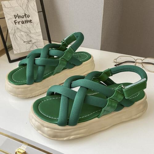 New Sandals Female Summer 2021 New Muffin Platform Ins Fashion Beach Flat Outdoor Thick Bottom Breathable Causal Women Sandals